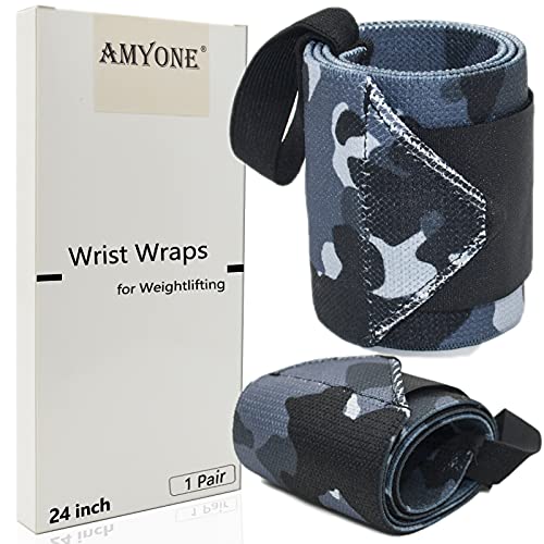 Amyone Wraps, tiras de pulso ultra-fortes de 24 para levantamento de peso com loops de polegar, suporte de suporte