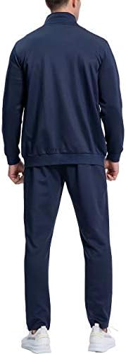 MagComsen Mens Athletic Sweatsuit 2 Treno de treino casual Treinout Sports Sports Sports Gym Setes Gets Full Zip Jacket and