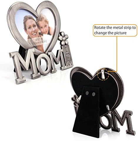 Qtmy presente de natal para mamãe eu te amo moldura de imagem, decoração de desktop de metal do coração da filha filho para o