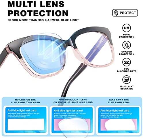 Konqkin Blue Light Glasses para mulheres Men-Cat Frame Anti-Eyestrain UV Glare Computer Gaming Glasses Fashion Fashiony Lightweight Fake Ofeeglasses com lente transparente