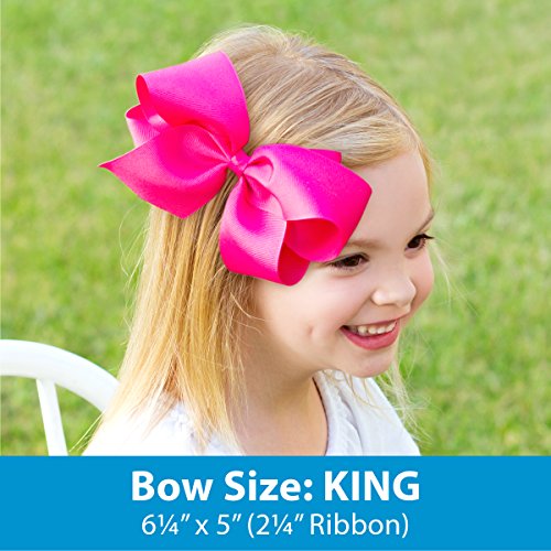 Wee One Ones Girls 'King White Grosgrain Bow com rosa claro inicial
