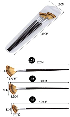 MHYFC 3 Black Long Rod em forma de ventilador de escova de guache de 3 pincéis de arte aquarela de nylon de nylon