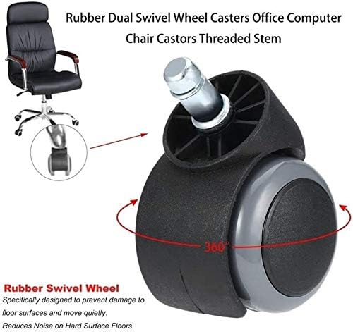 Xzgden Superior 360 graus rotativo rolamento rolos rolos de roda de borracha rolos duráveis ​​para computadores de escritório componentes móveis com manivela rosqueada