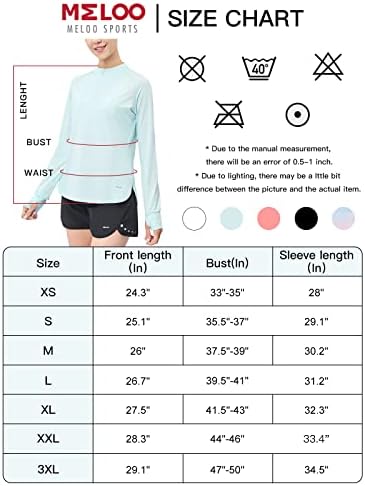MELOO MULHERM MULHER 50+ Sun Protection Capuz Camisa Full Zip Manga longa Camisa de camisa de resfriamento Caminhando bolsos de desempenho