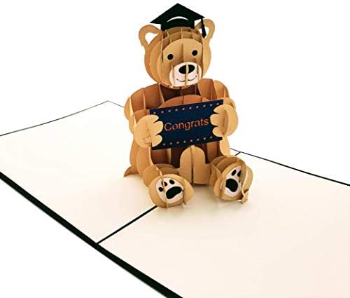 IGIFTS E CARTS CARTOS BELA CAPA BLAT Black Bear 3D Pop -up Cartão de felicitações - Pop -Up Grad Cart, sucesso, trabalho duro, felizes memórias, parabéns, parabéns graduado, celebração, escola termina