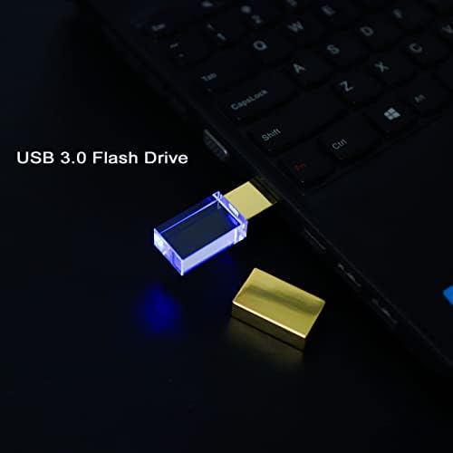 Laak 64 GB de cristal transparente retângulo genuíno pisca flash acionamento USB 3.0 Presente de casamento pendrive, ouro