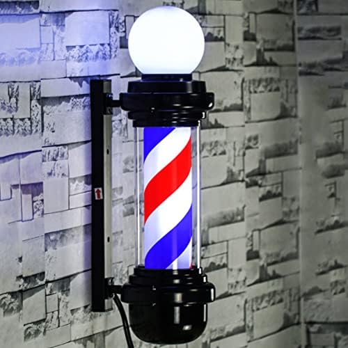 Pólo de barbearia rotativo naosina-ni, com lâmpada de LED superior, salão de cabeleireiro rolando sinal de luz azul branco azul, interior