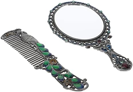 Alipis 1 espelho definido com alça oval espelho de maquiagem de maquiagem espelho espelho de maquiagem com alça com
