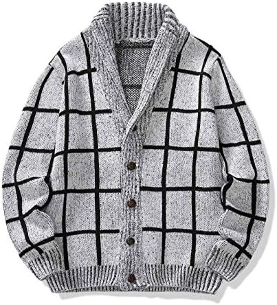 Pullover de capuz masculino, inverno aberto de inverno moderno cardigã homens de manga longa trabalham botão macio para baixo suéter