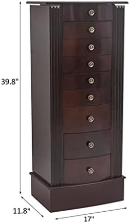 Dann Jewelry Cabinet Box Storage Colar de peito de madeira Organizador de nogueira dos EUA Us Warehouse