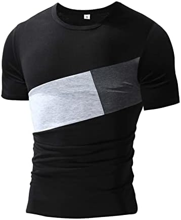 Camisas Navhao para homens tops masculinos camisetas masculinas colorblock redond round pescoço camiseta