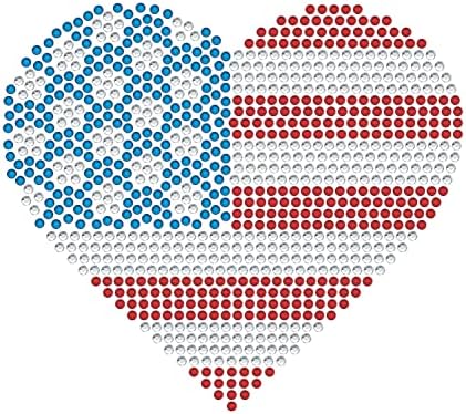 Rhinestone Genie American Flag Heart 8 -Red, Branco e Azul Modelo de Strass Magnético, Black