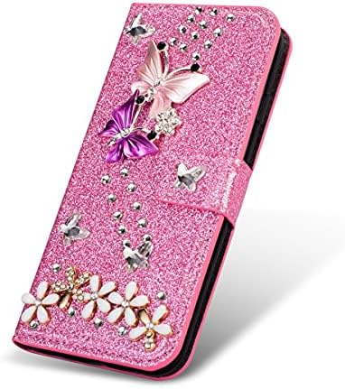 Caixa da carteira XYX para Samsung Galaxy A53 5G, Glitter Colorful Butterfly Diamond Card Slot Luxury Girl Women Phone Cober