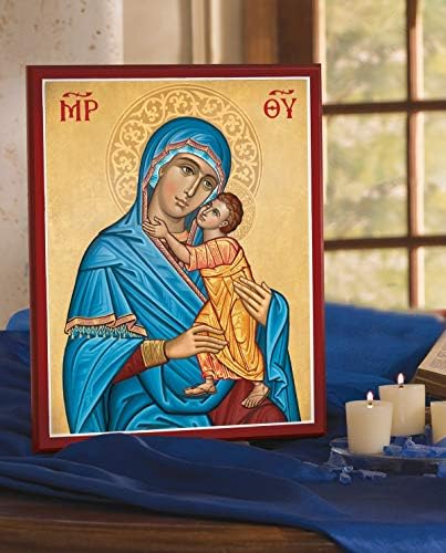 Ícones de mosteiro azul Madonna Virgem Mary Montada Ícone de placa reprodução 11 x 14