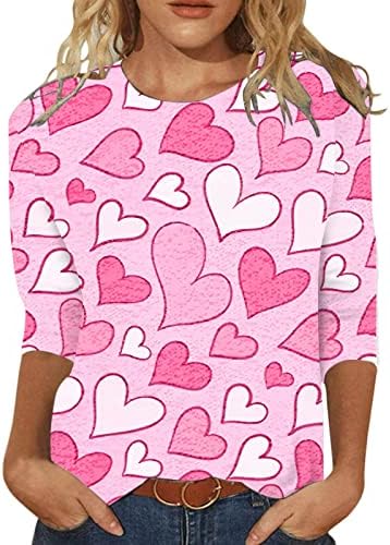 Camisas do Dia dos Namorados Mulheres Pulloves gráficos Love Cartão de coração Impressão Sorto do dia dos namorados Tops Roupas