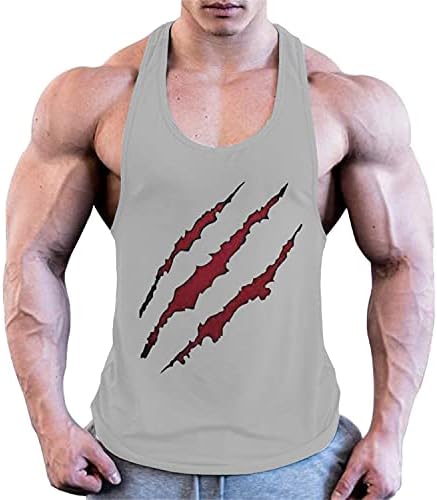Maiyifu-GJ Men's Summer Workout Tops Tops Blood Scratch Graphic Impresso Sleeseless Tee Camisetas Muscle Fitness Slim Fit Colet