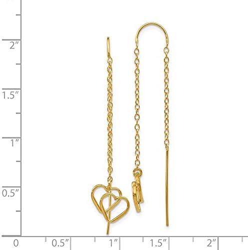 Diamond2Deal 14K Yellow Gold Double Heart Brincader Jóias finas para mulheres