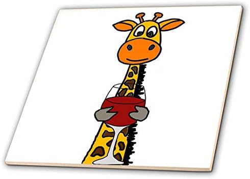 3drosrose engraçado girafa fofa bebendo chapéu de vinho tinto, 4 x 4
