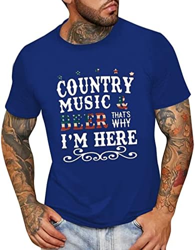 HDDK Patriótico T-shirts de manga curta para homens, verão American Flag Letter Crewneck Casual Loose Fashion Tee Tops