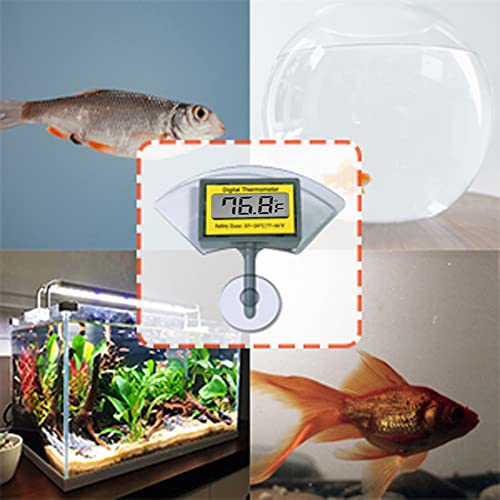 Termômetro de aquário ， Osgaolo Fish Tank Termômetro com uma caixa de tiras de teste de pH, termômetro digital à prova d'água premium