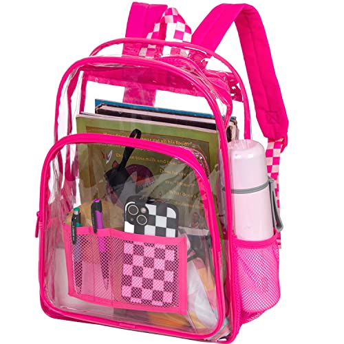 KLFVB Clear Backpack Hovery Duty, veja através do bookbag transparente - Rose Red