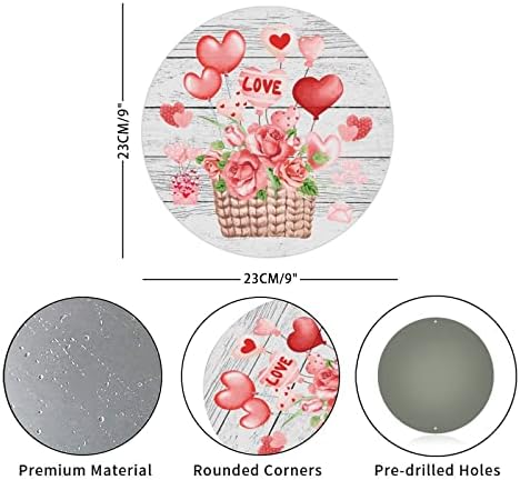 Dia dos namorados rosas flores e amor balões presentes vintage redonda redonda de metal lata placa círculo de metal impressão
