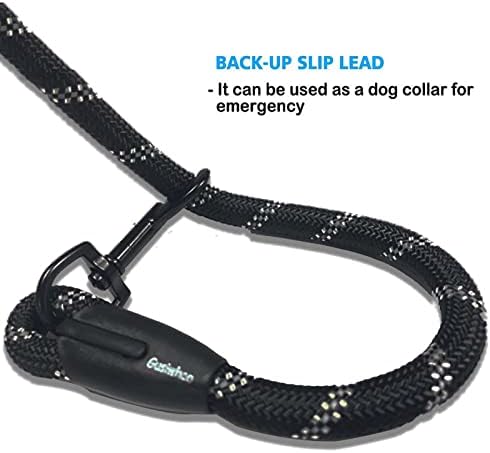 Gusiwhoo 5 pés reflexivo cão coleira: maçaneta acolchoada confortável e fios altamente reflexivos de corda pesada colares