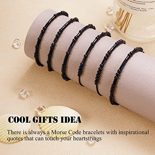 Morse Code Bracelets for Women Inspirational Gifts Para seus homens trançados ajustáveis ​​ajustáveis ​​Bracelets Motivacional