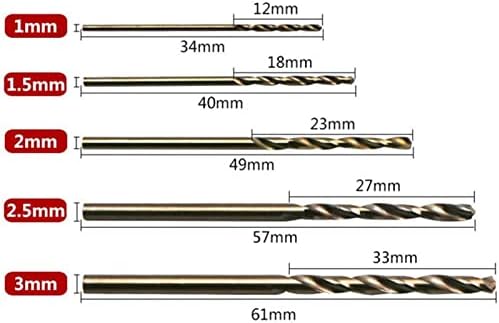 Mountain Men Twist Drill 50pcs 1/1,5/2/2,5/3mm M35 HSS-Co Cobalt Twist Bit para perfuração de aços inoxidáveis ​​de alta tração