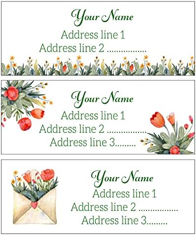 Conjunto de 30 Endereço de retorno personalizado Envelope de flores da primavera e coração Cute Cute 3 Padrões disponíveis