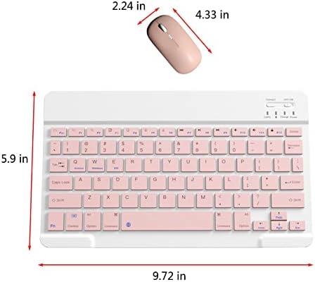 Teclado Bluetooth e mouse portátil Mini BT Teclado sem fio e mouse para Android Windows PC tablet Pink GS4