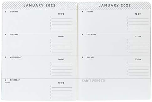 Planejador de vinil de 14 meses de 14 meses de graphique com adesivos, design de listras de tinta tie- 6 x 8- apresenta grades cinza semanal e mensal, julho de 2021 a dezembro de 2022