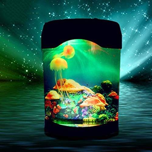 AMORPETEPT Pequeno tanque de peixes acrílico Multicolor Alteração da lâmpada Lâmpada Lâmpada Mini Desktop Peixe