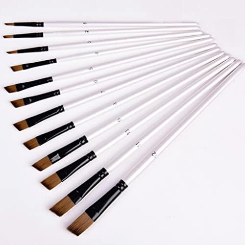 Conjunto de asuvud de 12 escovas de aquarela de alça de madeira de 12 nylon para aprender suprimentos de pincel de arte de pintura a óleo DIY (cor: preto, tamanho