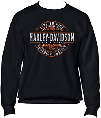 Harley -Davidson Militar - Men's Black Crew Neck Pullover Fleece - Tour no exterior | Tudo em