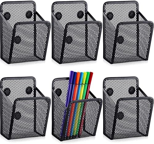 Pacote de 6 pacote de lápis magnético Metal Magnetic Bash Mesh Magnetic Pen Pen Stract Black Magnetic Titular Organizador de mesa para trabalho Acessórios para escritórios de gesto de quadro de quadro branco