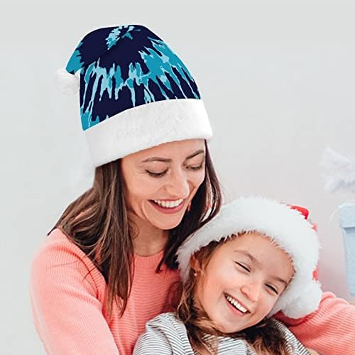 Dye de gravata azul marinho chapéu de natal chapéu de santa chapéus de Natal engraçados chapéus de festa para mulheres