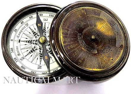 Presente de bronze bronze para presente artesanal Vintage Calendário Pocket Compass Pree para o dia da formatura, dia de