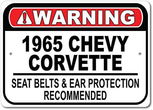 1965 65 Chevy Corvette Sateting Belt Recomendou placar rápido, sinal de garagem de metal, decoração de parede, sinal de carro
