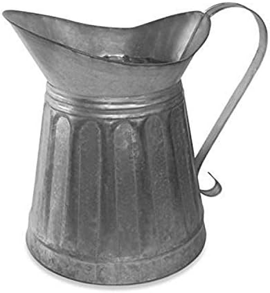 A lata colonial funciona CTW Metal Milk Pitcher Rustic Farmhouse Decor, aço, altura de 12 polegadas, tamanho único, prata galvanizada