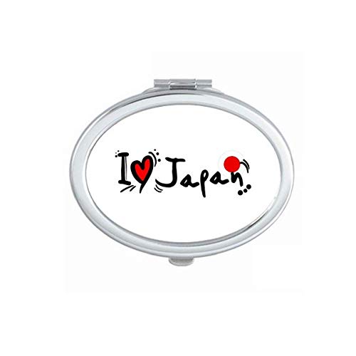 Eu amo o Japão Word Flag Heart espelho portátil dobra maquiagem de mão dupla lateral óculos