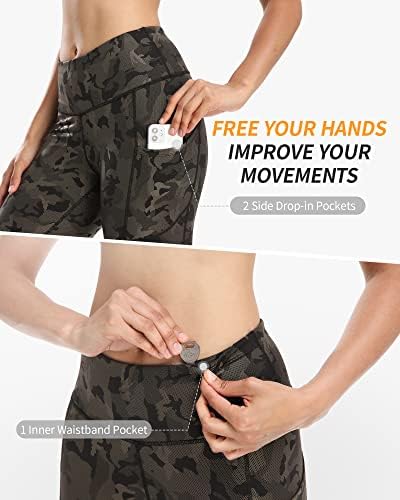 Calças de ioga Cambivo para mulheres Treino de altas femininas Leggings com bolsos, tecido não transparente e de 4 vias