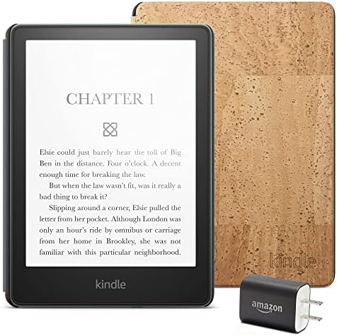 Pacote Essentials do Kindle Paperwhite, incluindo Kindle Paperwhite sem anúncios de tela de bloqueio, tampa de cortiça