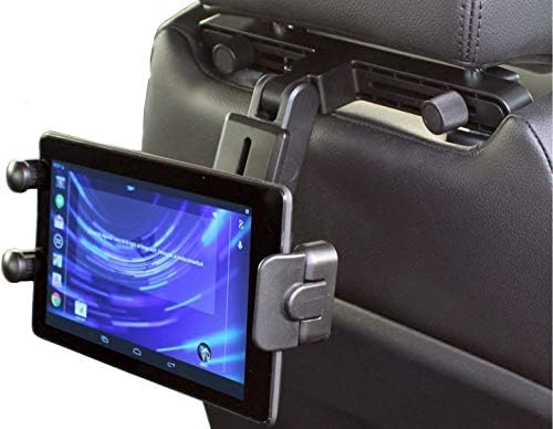 A apoio de cabeça portátil da Navitech no carro compatível com o tablet RCA Voyager Pro+ 7