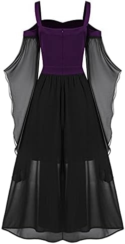 Vestidos maxi para mulheres, Womne plus size Cold Butterfly Manga Lace Up Halloween Gothic Dress