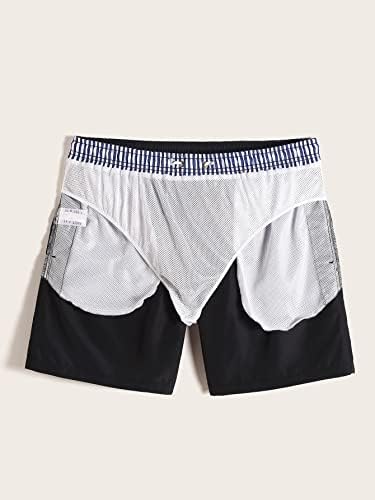 Romwe Men's Quick Swim Swim Turnks Shorts de cintura de cordão com bolso e forro de malha