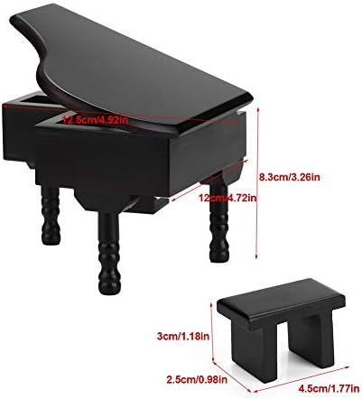 Caixa de música arborizada preta de Kuidamos, mini piano de madeira, caixa de música em forma de piano em forma de piano