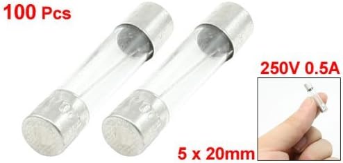 Fuas de vidro de sopro rápido roxo-fox Fusões de tubo de vidro elétrico rápido 5x20mm 250V 0,5amp contra sobrecarga e curto-circuito
