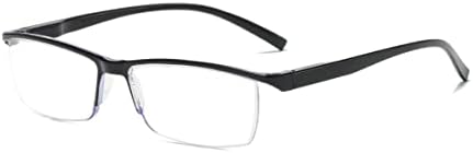 6 Pacote de pacote mensal retangular meia moldura azul bloqueio de óculos de leitura de mola preta Leitores de dobradiça