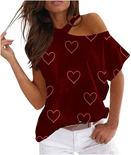 Tops for Womens Fall Summer Summer Strapless Manga curta Crew Colful Crew pescoço Tops gráficos Tees Ladies Roupas GX